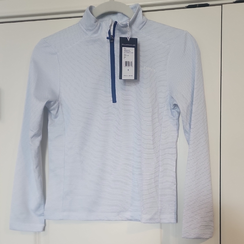 White and Blue Quarter-Zip Pullover